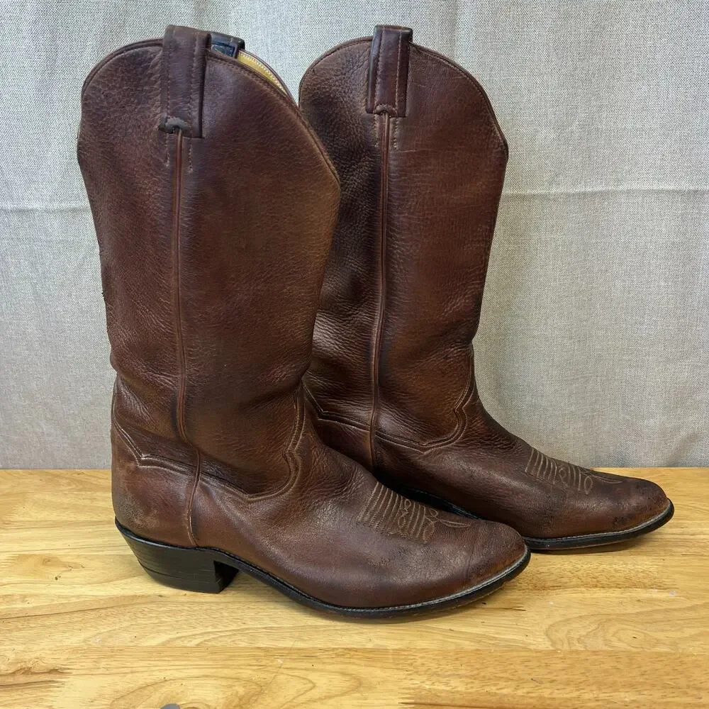 Vintage Panhandle Slim Brown Calfskin Boots 12D #58317 Made In Mexico